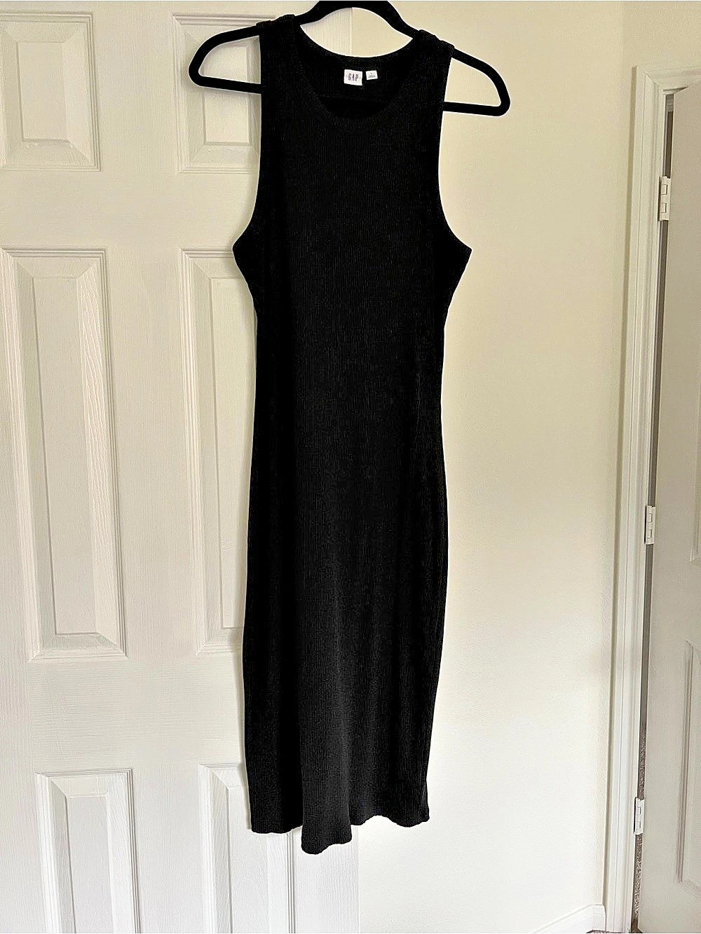 Gap Ribbed Midi Tank Dress in Black Size Large